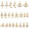 22Pcs 11 Styles Brass Micro Pave Clear Cubic Zirconia Charms FIND-GA0004-46-1