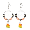 Halloween Candy Corn Handmade Lampwork & Polymer Clay Dangle Earrings for Women EJEW-JE05893-01-1