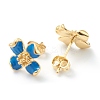 Brass Enamel Stud Earrings EJEW-J101-22G-03-2