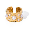 304 Stainless Steel with Imitation Pearls Open Cuff Rings for Women WF0068-5