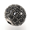 Brass Micro Pave Cubic Zirconia Beads ZIRC-Q013-6mm-143B-2