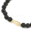Natural Lava Rock Round Beaded Stretch Bracelets for Men Women BJEW-JB12490-3