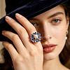 Zinc Alloy Enamel Cuff Open Rings for Women WZ6536-2-2