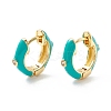 Clear Cubic Zirconia Chunky Hinged Hoop Earrings with Enamel EJEW-P196-20G-06-1
