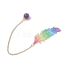 3Pcs Stainless Steel Feather & Alloy Bookmarks AJEW-JK00402-5