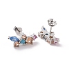 Colorful Cubic Zirconia Flower Stud Earrings EJEW-C030-03P-2