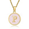 Natural Shell Initial Letter Pendant Necklace LE4192-19-1