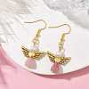 Angel Antique Golden Alloy & Resin Dangle Earrings EJEW-JE05686-02-2