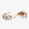 Brass Micro Pave Cubic Zirconia Half Hoop Earrings EJEW-C502-05G-D-2