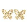 Rack Plating Brass Pave Clear Cubic Zirconia Stud Earring Finding EJEW-C102-33G-1
