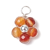 Natural Amazonite & Apatite & Rose Quartz & Amethyst & Red Agate Faceted Round Beaded Pendants PALLOY-JF03606-02-3