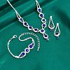 Teardrop Brass Rhinestone Necklaces & Link Bracelets & Stud Earring Sets FS-WGE0FD5-01-2