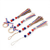 4Pcs 2 Style Independence Day Theme Hemp Rope Tassels Pendant Decorations HJEW-CF0001-19-2