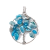 8Pcs 8 Styles Natural Mixed Stone Chip Copper Wire Wrapped Pendants PALLOY-JF02610-3