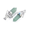Natural Green Aventurine Faceted Pointed Bullet Big Pendants G-H076-02P-014-2
