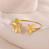 304 Stainless Steel Cuff Bangles for Women BJEW-G777-01G-1