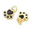 Brass Pave Cubic Zirconia Paw Print Charms KK-I355-17G-05-2