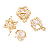  Jewelry 16Pcs 4 Style Brass Clear Cubic Zirconia Charms ZIRC-PJ0001-08-2