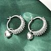 Heart Brass Micro Pave Clear Cubic Zirconia Hoop Earrings EJEW-S275-04P-1