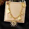 Ocean 304 Stainless Steel & Plastic Imitation Stone & Natural Paua Shell Sun Turtle Starfish Pendant Necklaces for Women NJEW-G180-01G-1