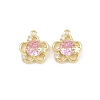 Brass Pave Pearl Pink Cubic Zirconia Pendants CU-CBA8124-01C-G-1