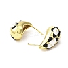 Teardrop with Flower Real 18K Gold Plated Brass Enamel Stud Earrings EJEW-L270-013G-01-2
