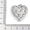 Rack Plating Heart Brass Micro Pave Clear Cubic Zirconia Pendants KK-P287-37P-3