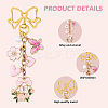 Bowknot Flower Butterfly Heart Alloy Enamel & ABS Plastic Imitation Pearl Pendant Decorations HJEW-YW00148-01-4