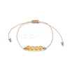 3Pcs 3 Style Natural Citrine Braided Bead Bracelets Set BJEW-JB09334-06-3