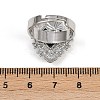 304 Stainless Steel Heart Adjustable Finger Rings for Women RJEW-A074-07P-5