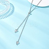 Adjustable Alloy Heart Pendant 304 Stainless Steel Box Chain Lariat Necklaces for Women NJEW-JN05902-02-1
