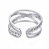Non-Tarnish 304 Stainless Steel Criss Cross Open Cuff Ring RJEW-T023-23P-2