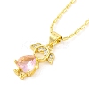 Brass Pave Cubic Zirconia Girl Love Pendant Necklaces for Women NJEW-S430-01G-02-1
