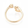 Brass Micro Pave Cubic Zirconia Cuff Rings for Women KK-T071-73G-3