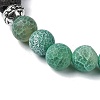 Natural Dyed Crackle Agate & Lava Rock Round Beaded Stretch Bracelet BJEW-TA00444-04-3