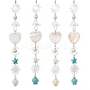 Synthetic Turquoise Starfish Turtle Beads Hanging Suncatchers HJEW-JM03446-2