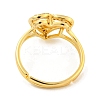 Heart with Letter Rack Plating Brass Micro Pave Clear Cubic Zirconia Adjustable Rings for Women RJEW-I105-01G-S-3