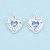 925 Sterling Silver Pave Cornflower Blue Cubic Zirconia Heart Pendants STER-N016-119S-1