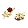 Brass Micro Pave Clear Cubic Zirconia with Resin Pendants KK-G533-01G-01-2