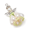Pearlized Glass Pearl Beads  Pendants PALLOY-MZ00487-4