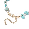 Summer Beach Synthetic Turquoise Chip Starfish & Natural Shell & Alloy Enamel Charm Anklets AJEW-TA00037-4