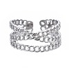 Non-Tarnish 304 Stainless Steel Criss Cross Open Cuff Ring RJEW-T023-43P-1