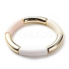 Acrylic Curved Tube Beaded Stretch Bracelet for Women BJEW-JB08438-03-1