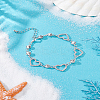 1Pc Alloy Crystal Rhinestone Heart Link Chain Anklets for Women AJEW-LP0007-44-3