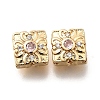 Brass Micro Pave Pearl Pink Cubic Zirconia Beads KK-M318-34G-02-1