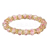 Faceted Rondelle Handmade Inner Flower Gold Sand Lampwork & Iron Beaded Stretch Bracelets for Women BJEW-SW001579-05-1