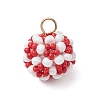 3Pcs 3 Colors Glass Seed Beaded Round Pendants PALLOY-MZ00525-2