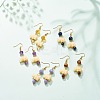 Natural Gemstone & Resin Elephant Dangle Earrings EJEW-JE04981-02-2