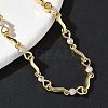 Brass Micro Pave Clear Cubic Zirconia Heart & Twist Link Chain Bracelets for Women BJEW-G764-06G-2