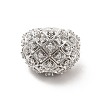 Clear Cubic Zirconia Round Dome Open Cuff Ring RJEW-C055-04P-2